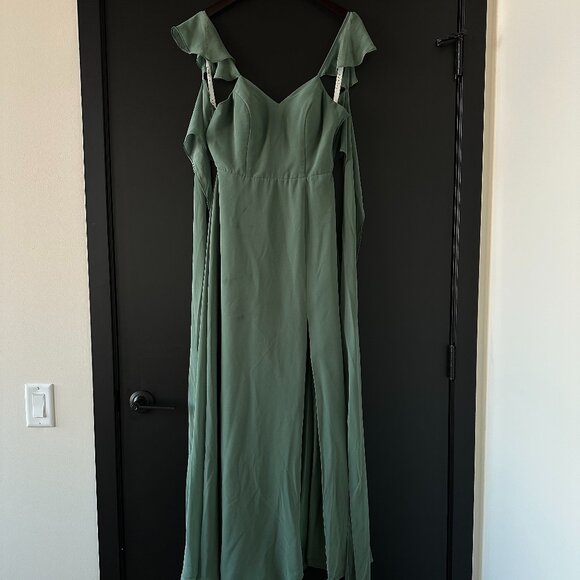 Azazie Everett Bridesmaid Dress (Chiffon, Size A6, Color Eucalyptus) - Picture 3 of 6